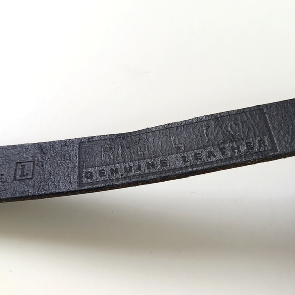 Relic 90's Vintage Motif Square Concho & Woven Genuine Leather Belt Black Large - Picture 7 of 8